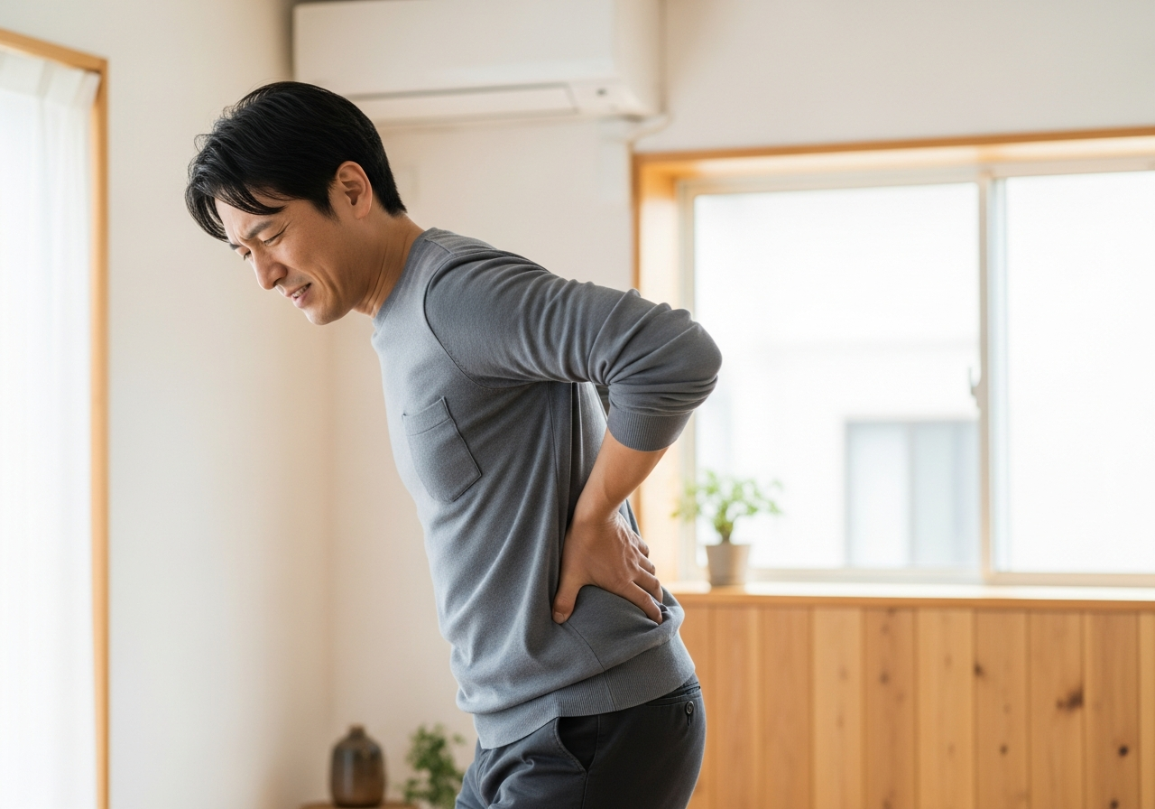 ぎっくり腰・急な腰の痛みに苦しむ40代の男性